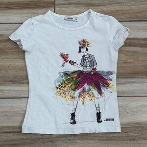 Junior Gaultier White Graphic Long Sleeve Tee